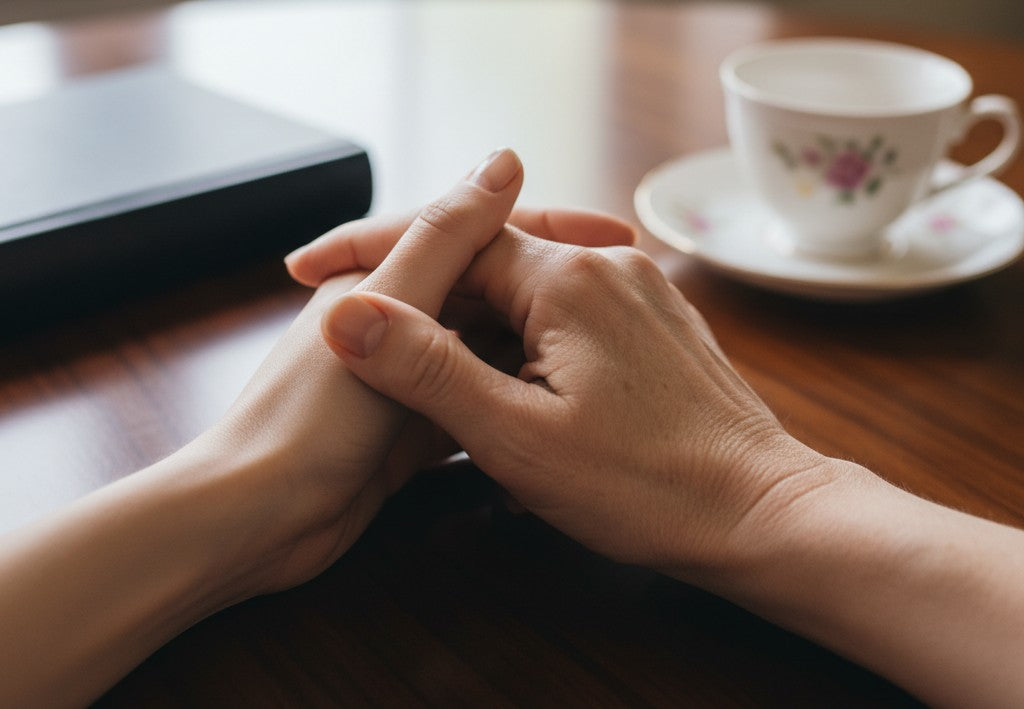 Two hands with different skin texture